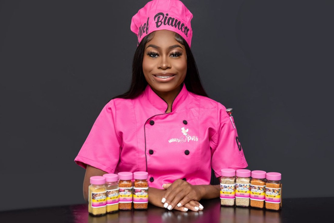 Chef Bianca at her seasoning table